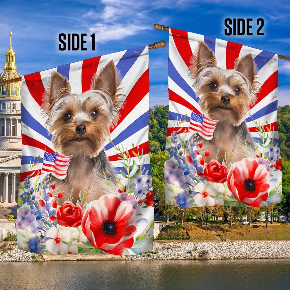 Patriotic Yorkshire Terrier Flowers 4th Of July Flag TQN1302Fv1 - Image 2