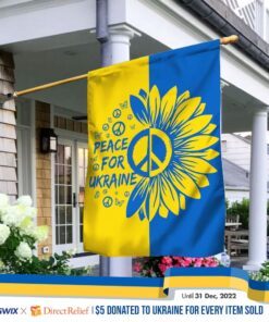 Peace For Ukraine. Sunflower Peace Sign Ukraine Flag TPT18Fv3