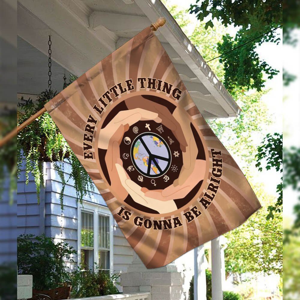 Peace Hippie. Every Little Thing Is Gonna Be Alright Flag - Image 3