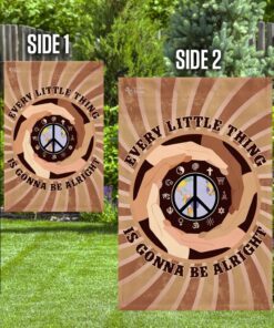 peace hippie. every little thing is gonna be alright flag 8869