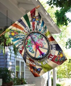 peace hippie every little thing gonna be alright flag 2802