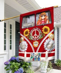 peace hippie van flag imagine all the people living life in peace mln217f 6429