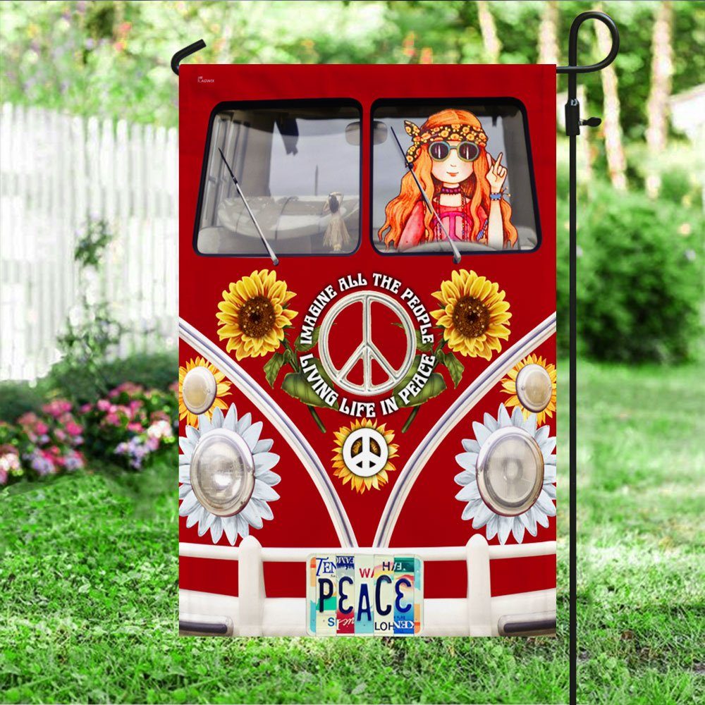 Peace Hippie Van Flag Imagine All The People Living Life In Peace MLN217F - Image 4