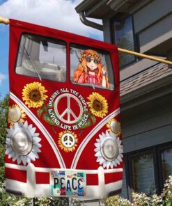 Peace Hippie Van Flag Imagine All The People Living Life In Peace MLN217F