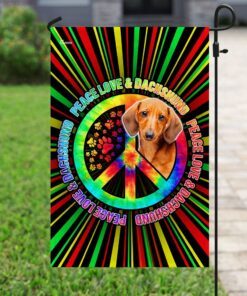 peace love &amp dachshund hippie flag 5475