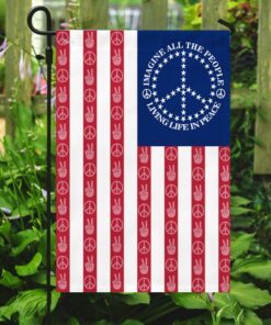 peace sign. imagine all the people living life in peace american flag thn3787f 8096