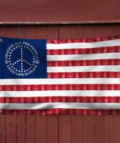 peace sign. imagine all the people living life in peace american grommet flag thn3787gf 1944