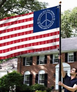 peace sign. imagine all the people living life in peace american grommet flag thn3787gf 3073