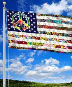 peace sign hippie american grommet flag thh3786gf 5611
