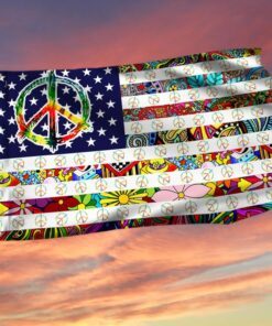 Peace Sign Hippie American Grommet Flag THH3786GF