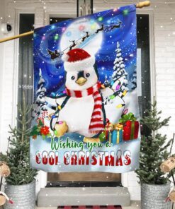 Penguin Christmas Flag Wishing You A Cool Christmas Flag TQN767F