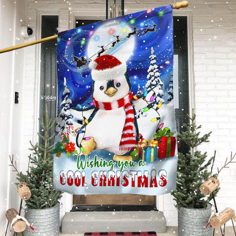 Penguin Christmas Flag Wishing You A Cool Christmas Flag TQN767F