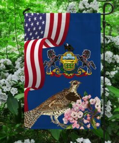 Pennsylvania State Ruffed Grouse Bird and Mountain Laurel Flower Flag MLN1141Fv30