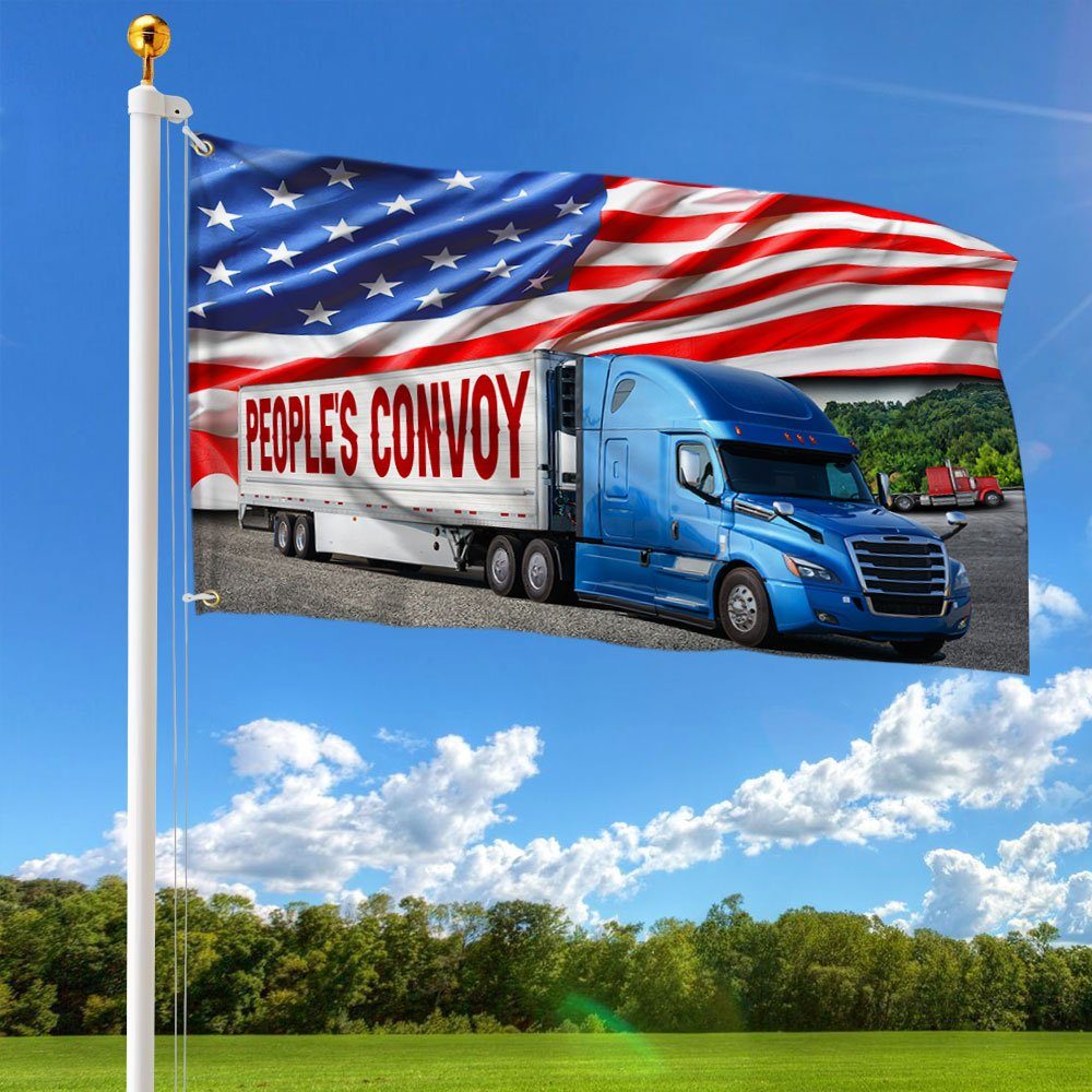 People's Convoy Grommet Flag, Freedom Convoy 2022, Truckers For Freedom, Mandate Freedom QNH02GFv3 - Image 2