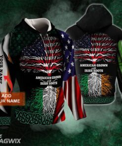 Personalized 3D Zip Hoodie American Grown With Irish Roots BNL433ZHCT