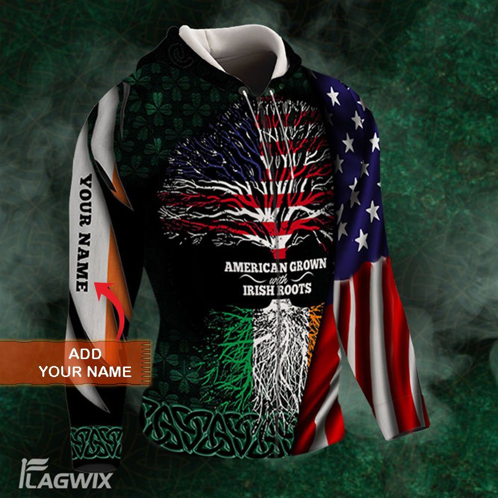 Personalized 3D Zip Hoodie American Grown With Irish Roots BNL433ZHCT - Image 2