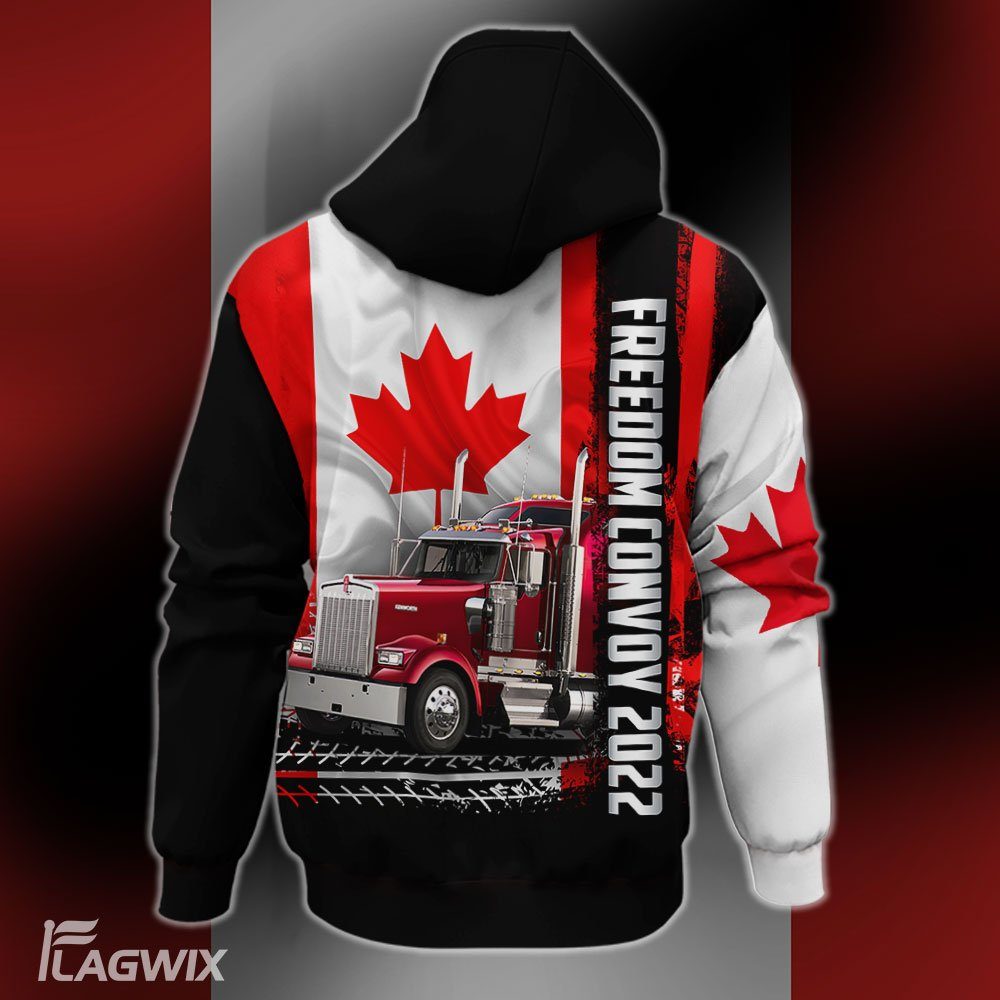 Personalized 3D Zip Hoodie Freedom Convoy 2022 Canadian Trucker BNL494ZHCT - Image 2