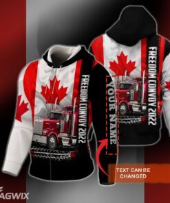 Personalized 3D Zip Hoodie Freedom Convoy 2022 Canadian Trucker BNL494ZHCT
