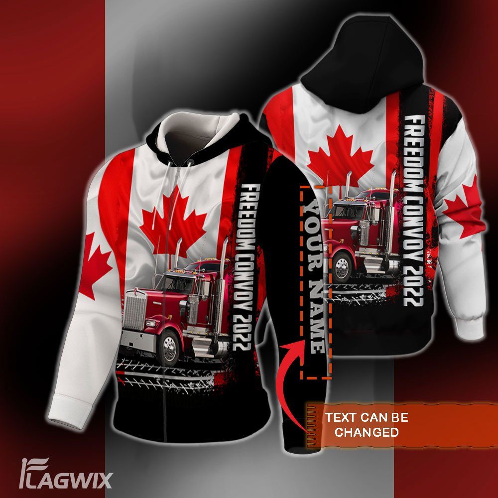 Personalized 3D Zip Hoodie Freedom Convoy 2022 Canadian Trucker BNL494ZHCT