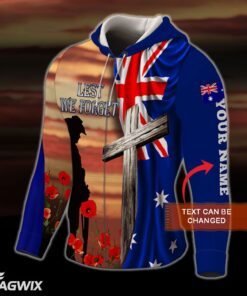 personalized 3d zip hoodie lest we forget, veteran, anzac day bnl503zhct 2799
