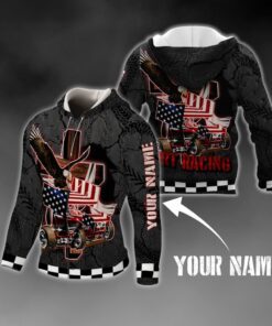 Personalized 3D Zip Hoodie Sprint Car Dirt Racing BNT176ZHCT