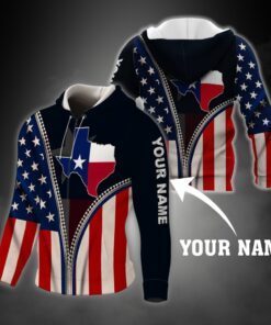 Personalized 3D Zip Hoodie Texas State Of Mind BNT218ZHCT