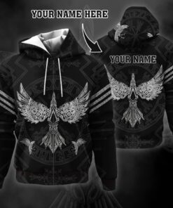 Personalized 3D Zip Hoodie Viking Raven BNT66ZHCT