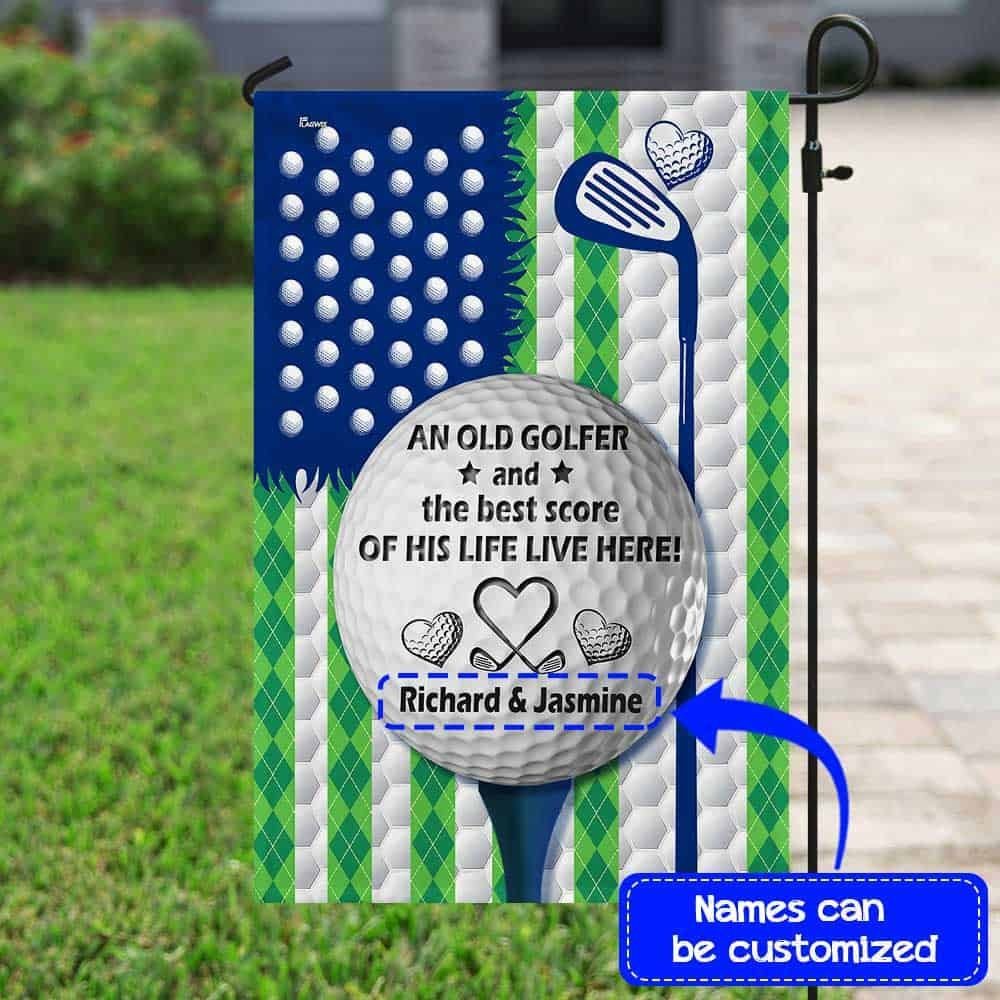 Personalized An Old Golfer And The Best Score Of His Life Live Here Flag DBD2708FCTv1 - Image 5