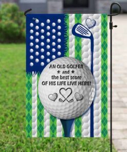 personalized an old golfer and the best score of his life live here flag dbd2708fctv1 2437