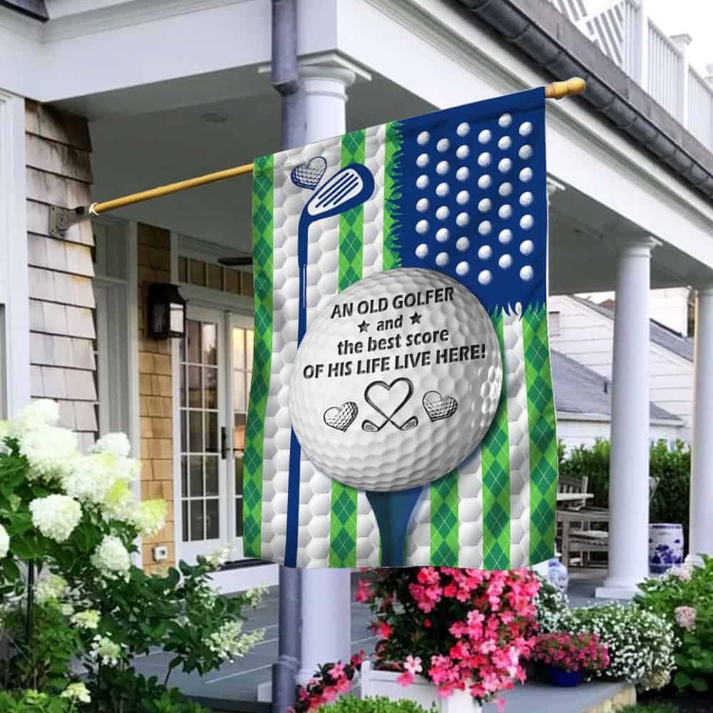 Personalized An Old Golfer And The Best Score Of His Life Live Here Flag DBD2708FCTv1 - Image 2