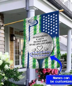 Personalized An Old Golfer And The Best Score Of His Life Live Here Flag DBD2708FCTv1