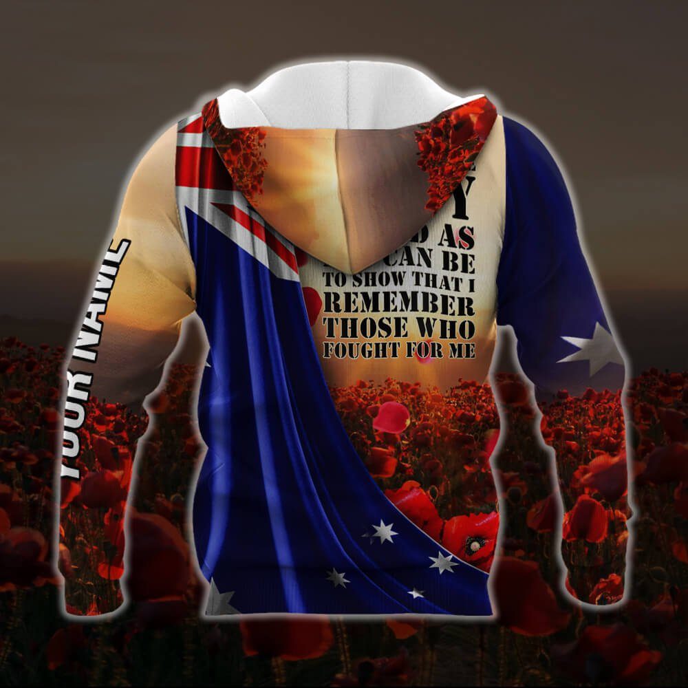 Personalized Anzac Day. Lest We Forget. I Wear Red Poppy 3D Zip Hoodie NTB587ZHCT - Image 5