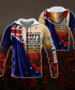 personalized anzac day. lest we forget. i wear red poppy 3d zip hoodie ntb587zhct 5008