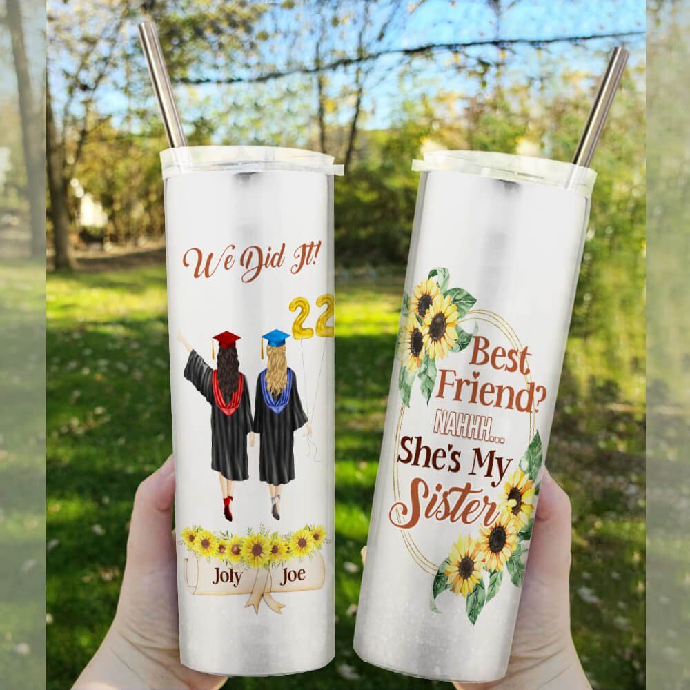 Personalized BFF Skinny Tumbler 20oz She Is My Sister PN0504ST - Image 2
