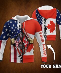 Personalized Canadian American Zip Hoodie Custom Text DDH2869ZHCTv5