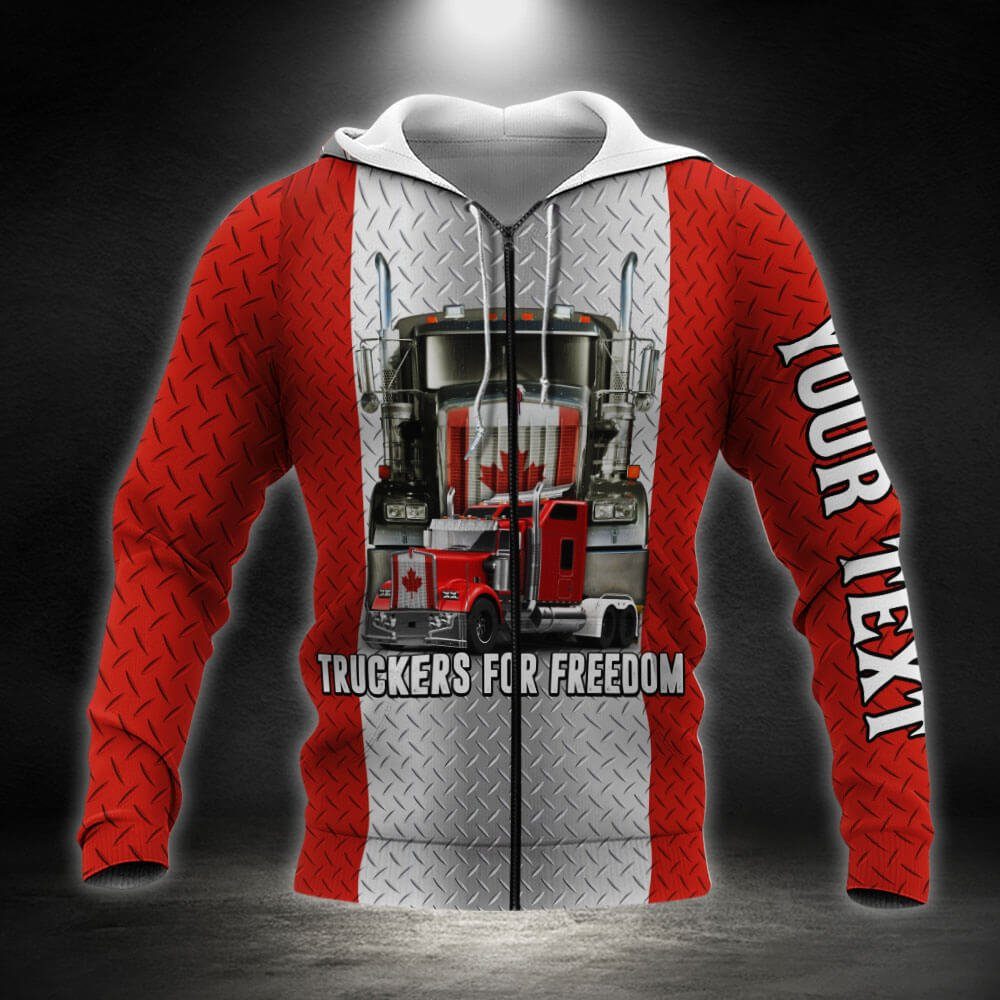 Personalized Canadian Truck. Truckers For Freedom. Freedom Convoy Canada 3D Zip Hoodie THB3760ZHv1CT - Image 2
