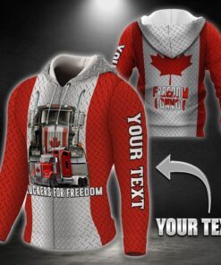 Personalized Canadian Truck. Truckers For Freedom. Freedom Convoy Canada 3D Zip Hoodie THB3760ZHv1CT