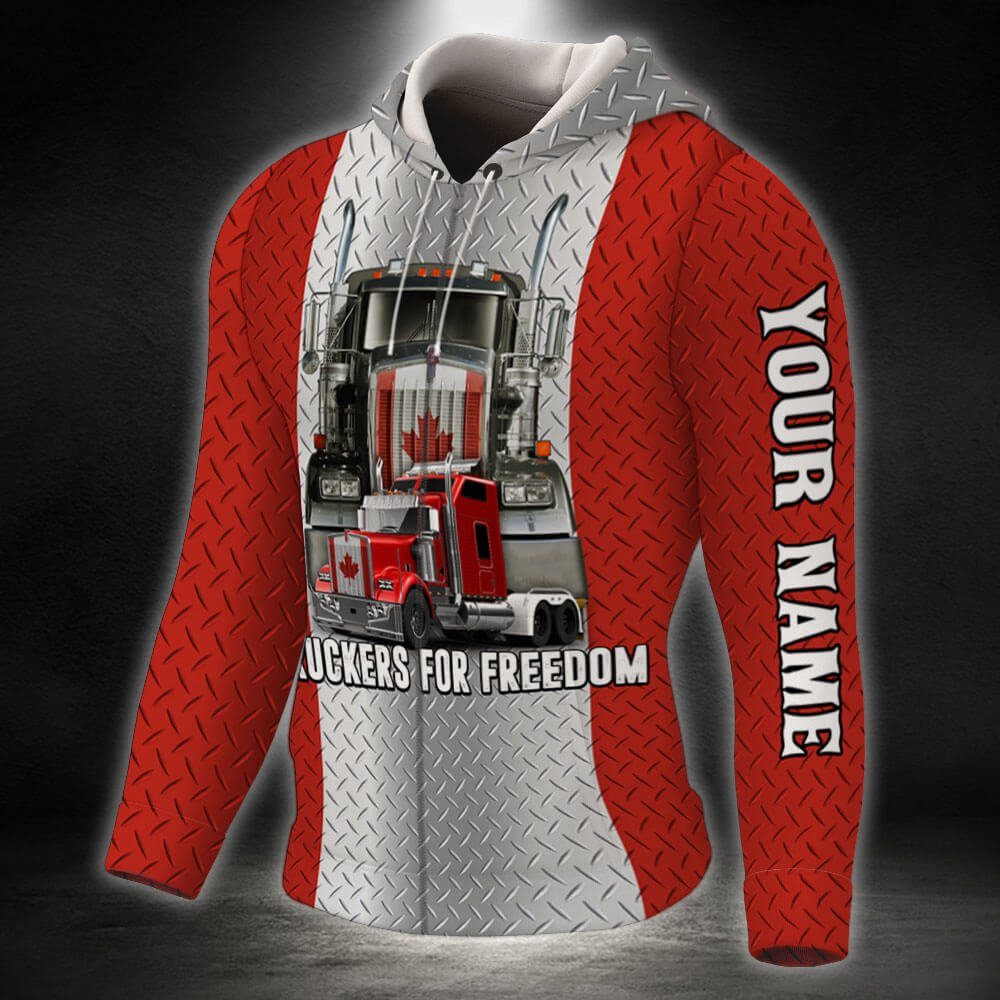 Personalized Canadian Truck. Truckers For Freedom. Freedom Convoy Canada 3D Zip Hoodie THB3760ZHv1CT - Image 4