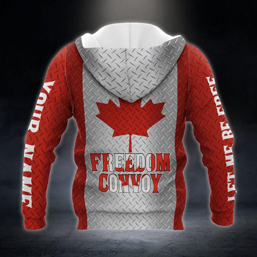 Personalized Canadian Trucker. Freedom Convoy. Let Me Be Free. Mandate Freedom Canada 3D Zip Hoodie THB3760ZHCT - Image 3