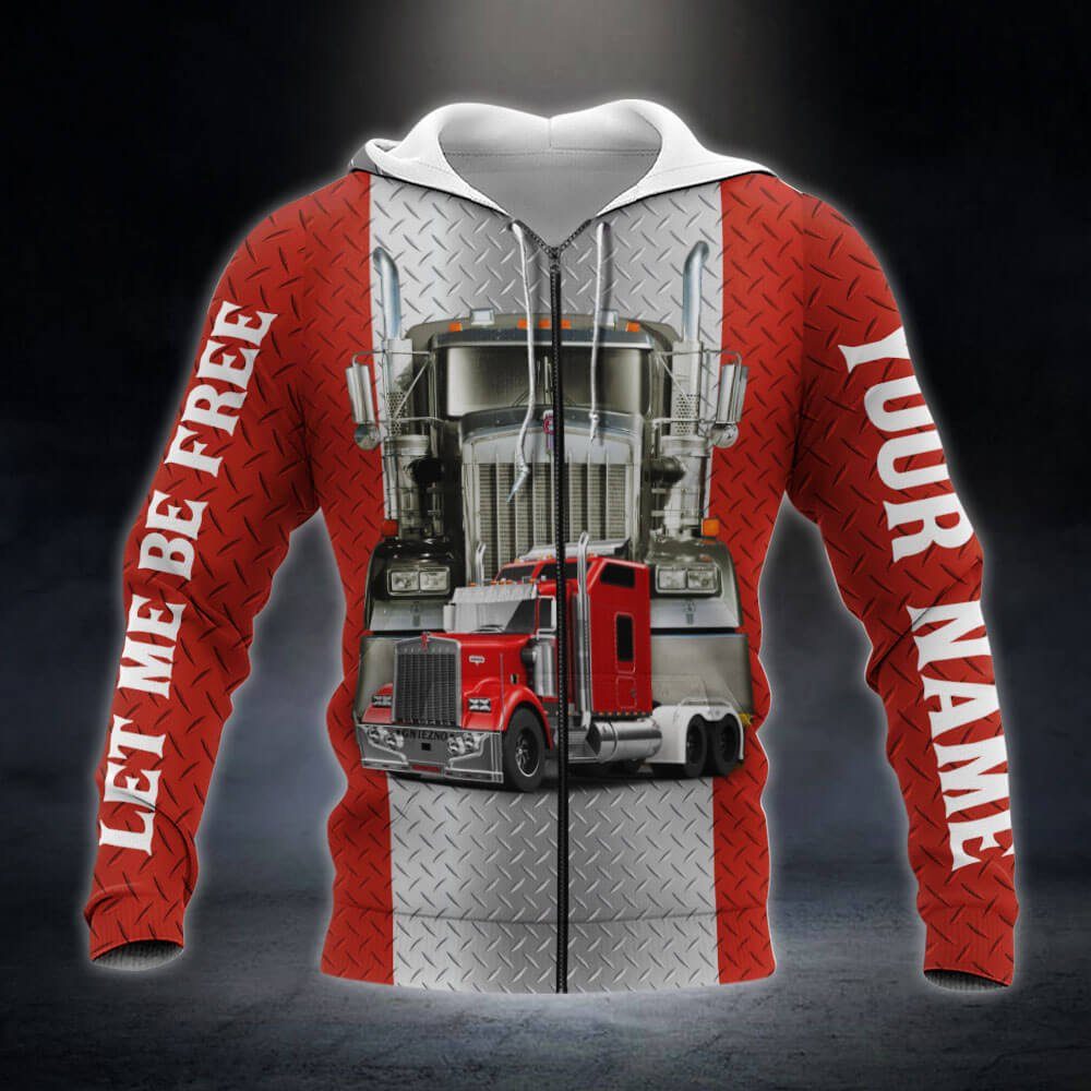 Personalized Canadian Trucker. Freedom Convoy. Let Me Be Free. Mandate Freedom Canada 3D Zip Hoodie THB3760ZHCT - Image 2