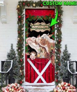 Personalized Cattle Christmas You & Me We Got This Door Cover
