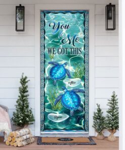 Personalized Couple Turtle Door Cover