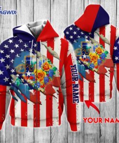 Personalized Custom Texas 3D Zip Hoodie Rose NNT291ZHCT