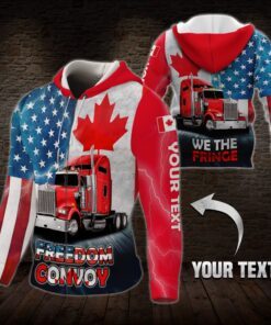 Personalized Freedom Convoy 2022. We The Fringe. Truckers For Freedom American Canadian 3D Zip Hoodie THN3747ZHCT