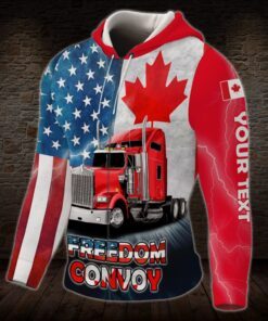 personalized freedom convoy 2022. we the fringe. truckers for freedom american canadian 3d zip hoodie thn3747zhct 2431