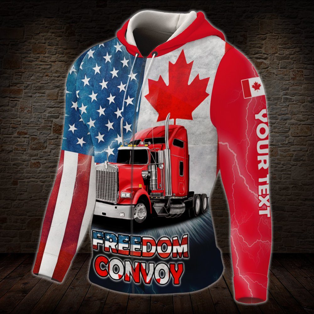 Personalized Freedom Convoy 2022. We The Fringe. Truckers For Freedom American Canadian 3D Zip Hoodie THN3747ZHCT - Image 3