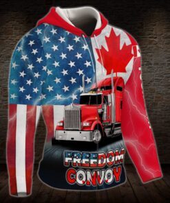personalized freedom convoy 2022. we the fringe. truckers for freedom american canadian 3d zip hoodie thn3747zhct 5615