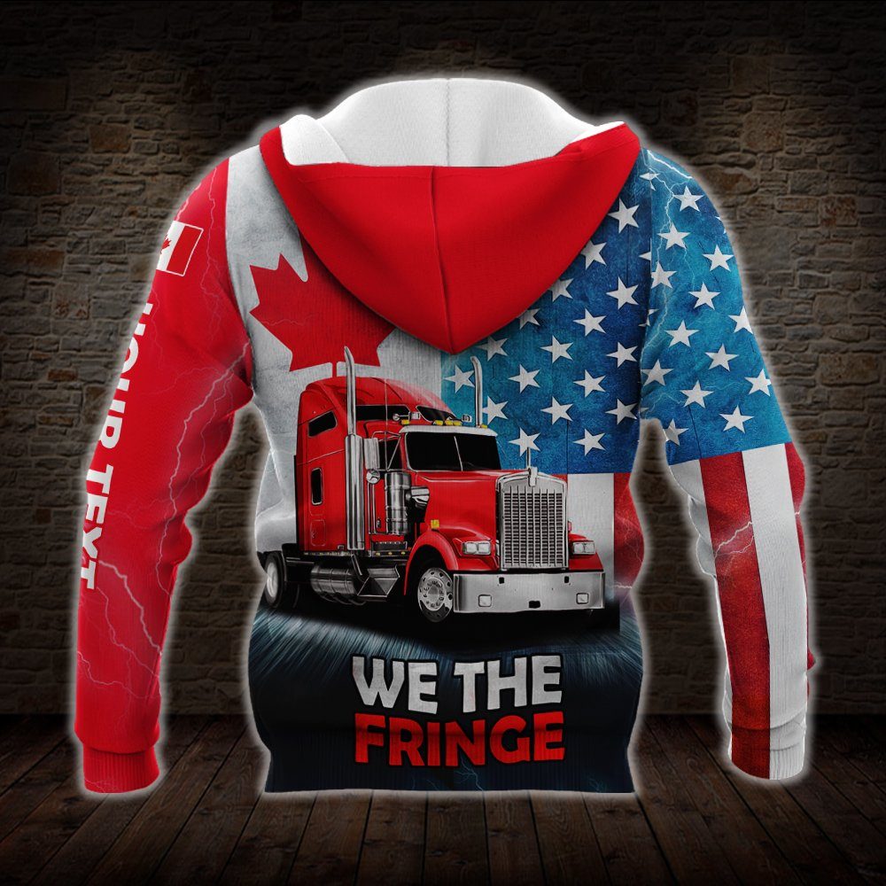 Personalized Freedom Convoy 2022. We The Fringe. Truckers For Freedom American Canadian 3D Zip Hoodie THN3747ZHCT - Image 5