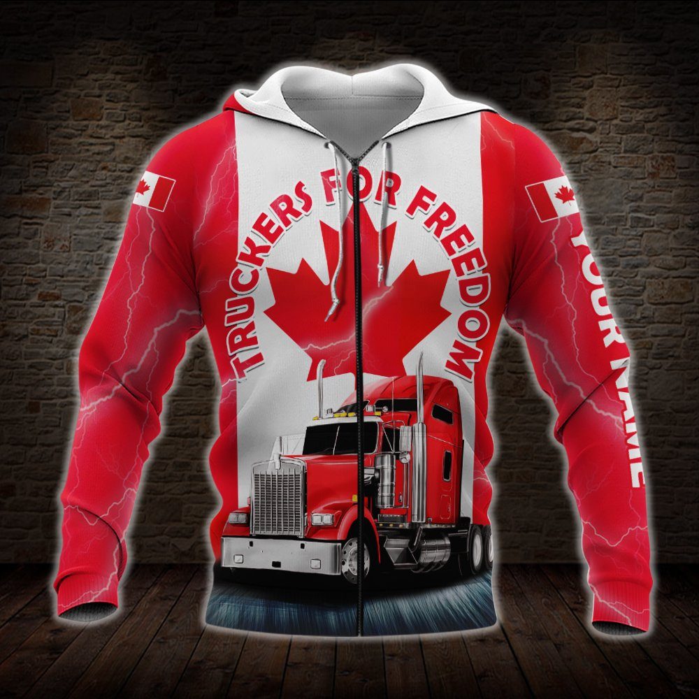 Personalized Freedom Convoy 2022 Zip Hoodie, Canadian Trucker, Truckers For Freedom, Mandate Freedom, Fringe Minority THN3747ZHCTv3 - Image 2