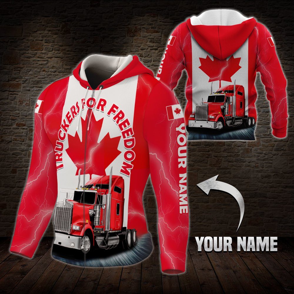 Personalized Freedom Convoy 2022 Zip Hoodie, Canadian Trucker, Truckers For Freedom, Mandate Freedom, Fringe Minority THN3747ZHCTv3